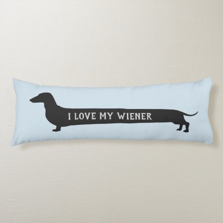 I Love My Wiener Dachshund Silhouette Long Pillow