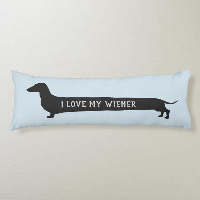 I love my wiener Dachshund silhouette long pillow (Front)