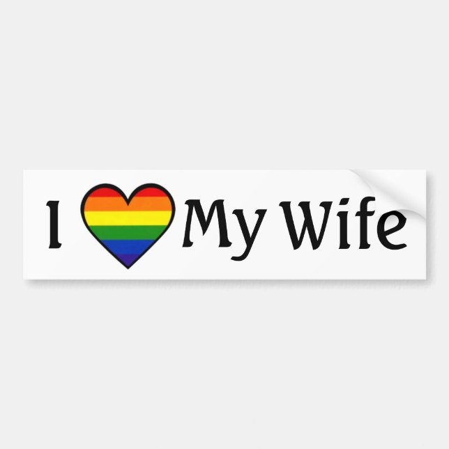 I Love My Wife <3 Lesbian Bumper Sticker (Front)