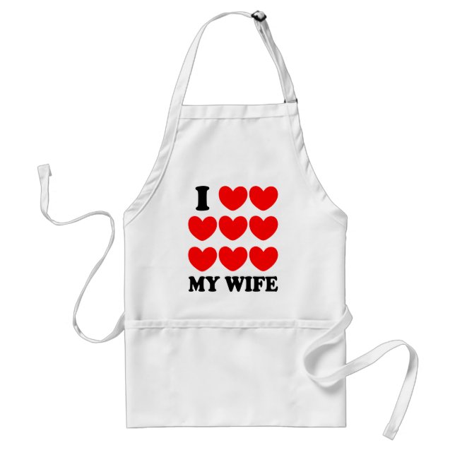 I Love My Wife Adult Apron (Front)