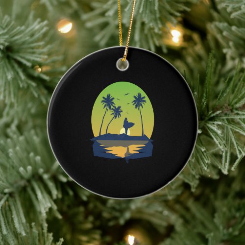 I Love My Wife And Surfing _ Summer Vibes Ceramic Ornament