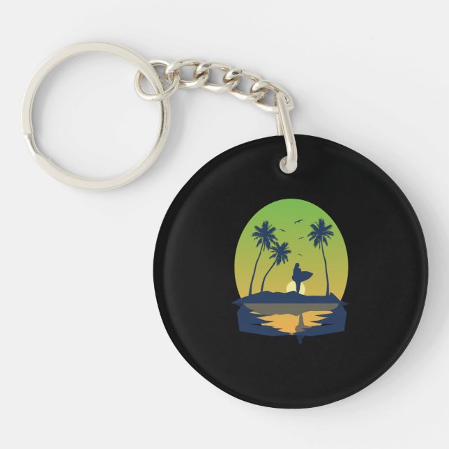 I Love My Wife And Surfing - Summer Vibes Keychain (Front)