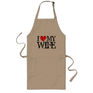 I love my wife aprons for men   Distressed I heart