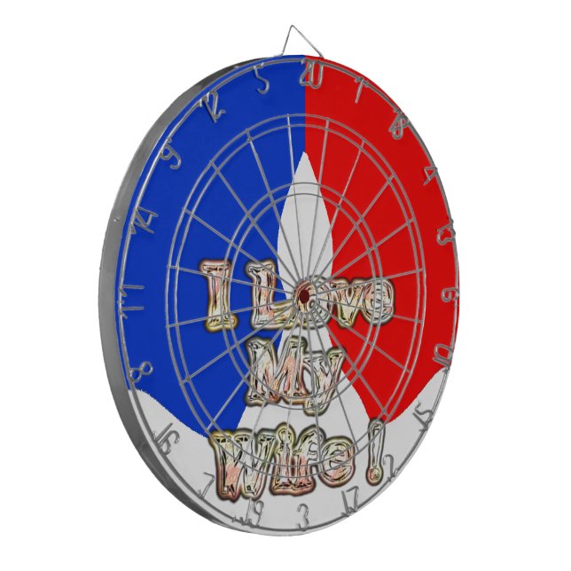 "I Love My Wife" Art Print Dartboard (Front Left)