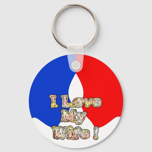 "I Love My Wife" Art Print Keychain (Front)