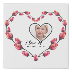I Love My WIFE - Best friend Personalized PHOTO Faux Canvas Print