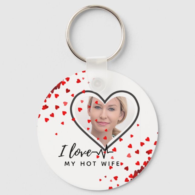I Love My WIFE - Best friend Personalized PHOTO Keychain (Front)