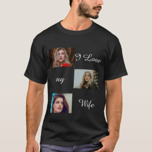 I Love My Wife Custom 3 Photo Collage Photo  T-Shirt
