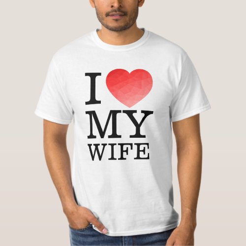 I love my wife geometric heart Valentine day T_Shirt