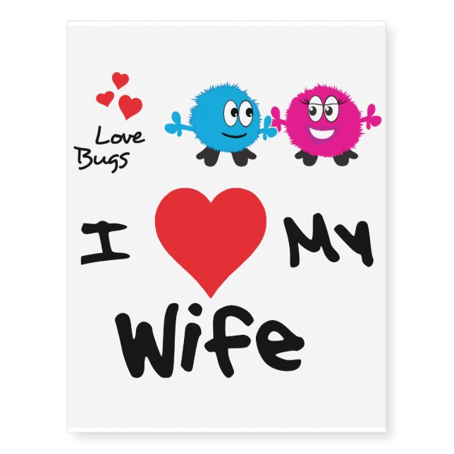 I Love My Wife Gifts For Men Temporary Tattoos (Front)