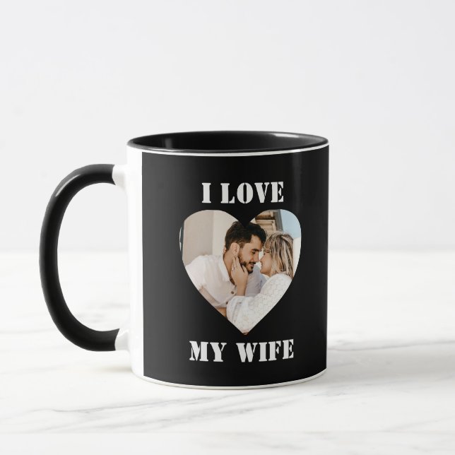 I Love My Wife Heart Custom Personalized Photo Mug (Left)