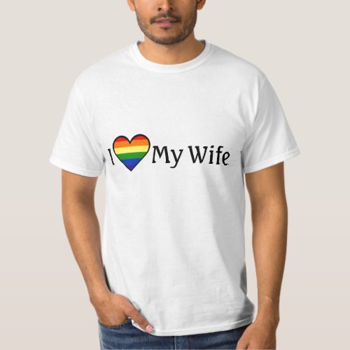 I Love My Wife Lesbian Rainbow Heart Shirt 3