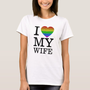 I love my wife LGBT heart sparkle Valentine day T-Shirt