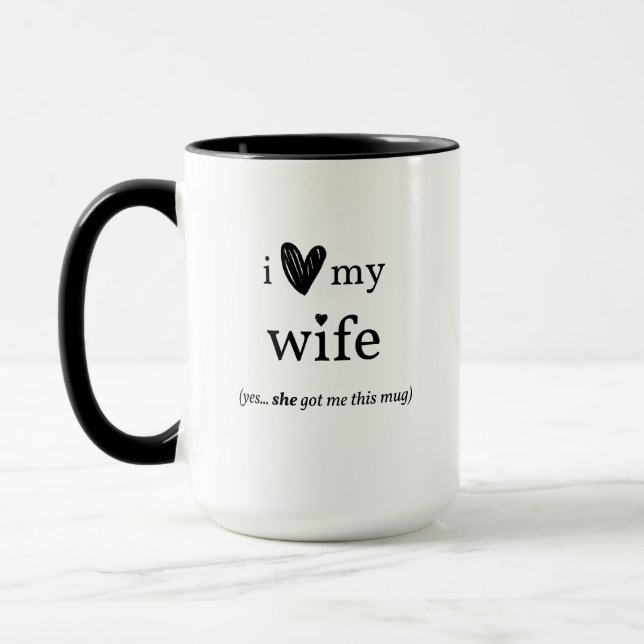 I Love My Wife Mug with Hearts (Left)