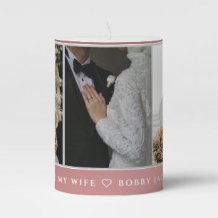 I Love My Wife Personalized 3 Photos Pillar Candle