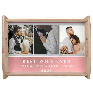 I Love My Wife Personalized 3 Photos Serving Tray