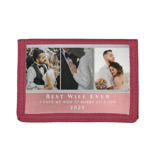 I Love My Wife Personalized 3 Photos Tri-fold Wallet