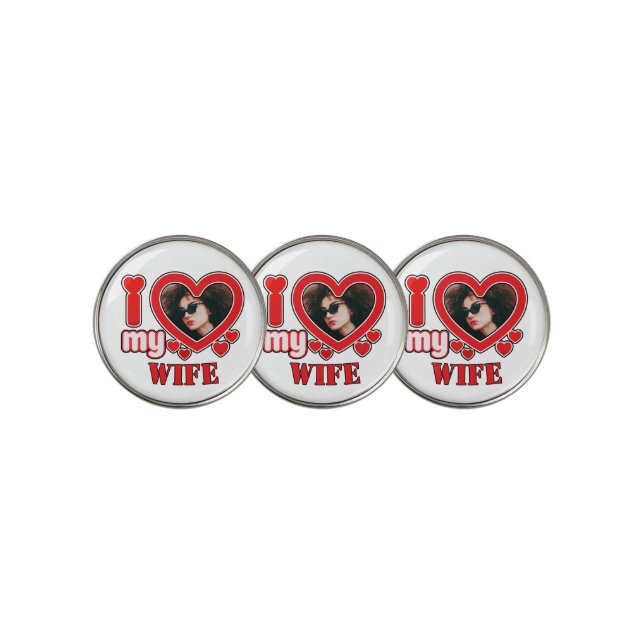 I Love My Wife Personalized Golf Ball Marker (3 Up)