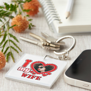 I Love My Wife Personalized Keychain
