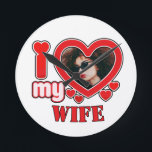 I Love My Wife Personalized Round Clock<br><div class="desc">I Love My Wife Personalized Photo and Text</div>
