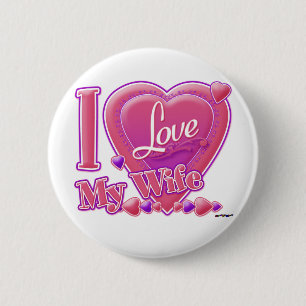 I Love My Wife pink/purple - heart Pinback Button