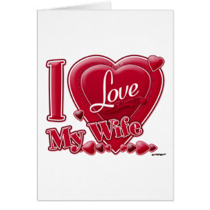 I Love My Wife red - heart Cards