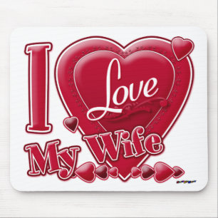I Love My Wife red - heart Mouse Pad