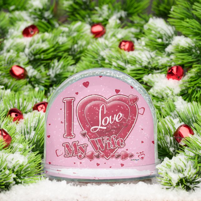 I Love My Wife red - hearts Snow Globe (Christmas)