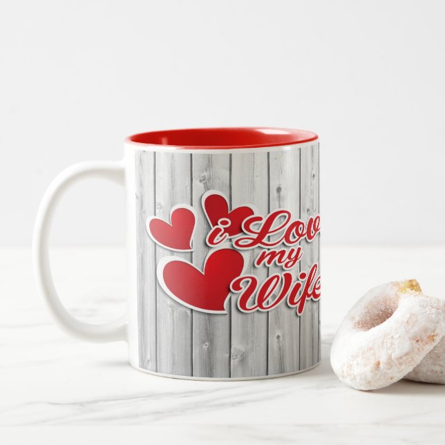 I Love My Wife Two-Tone Coffee Mug (With Donut)