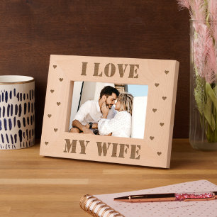 I Love My Wife Typography love Hearts Personalized Engraved Frames