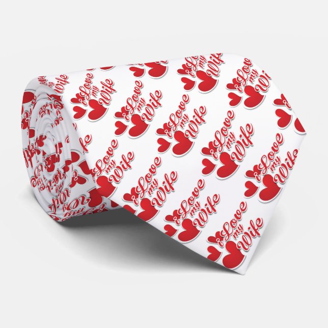 I Love My Wife Valentine Neck Tie (Rolled)