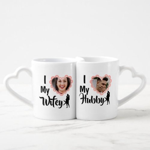I Love My Wifey Heart Wedding Personalized Photo   Coffee Mug Set