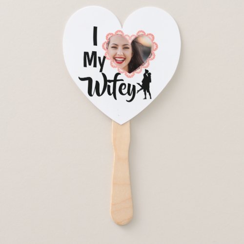 I Love My Wifey Heart Wedding Personalized Photo H Hand Fan