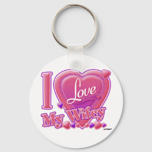 I Love My Wifey pink/purple - heart Keychain