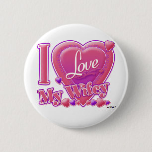 I Love My Wifey pink/purple - heart Pinback Button