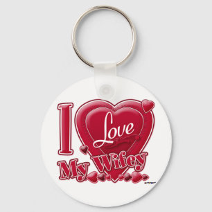 I Love My Wifey red - heart Keychain