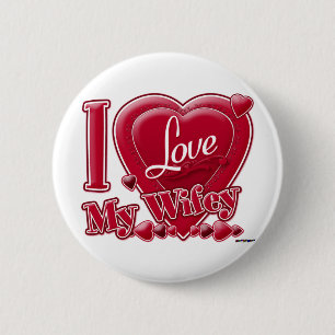 I Love My Wifey red - heart Pinback Button
