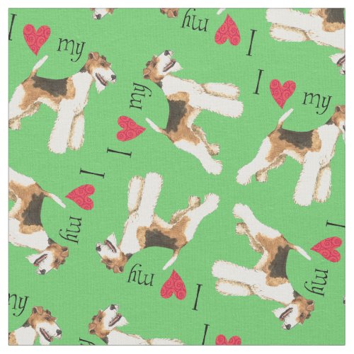 I Love my Wire Fox Terrier Fabric