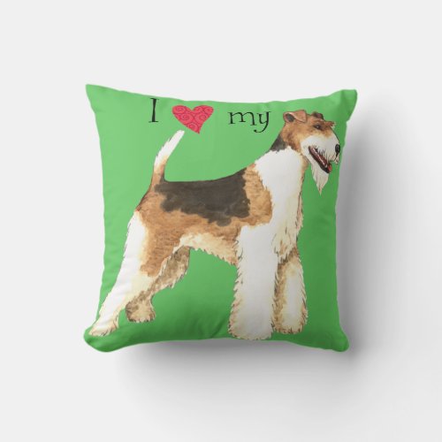 I Love my Wire Fox Terrier Throw Pillow