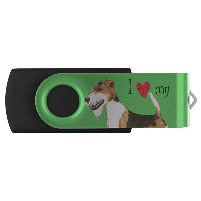 I Love my Wire Fox Terrier USB Flash Drive (Front)