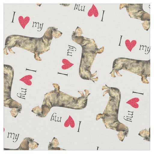 I Love my Wirehaired Dachshund Fabric