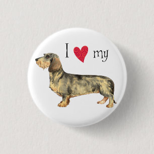 I Love my Wirehaired Dachshund Pinback Button
