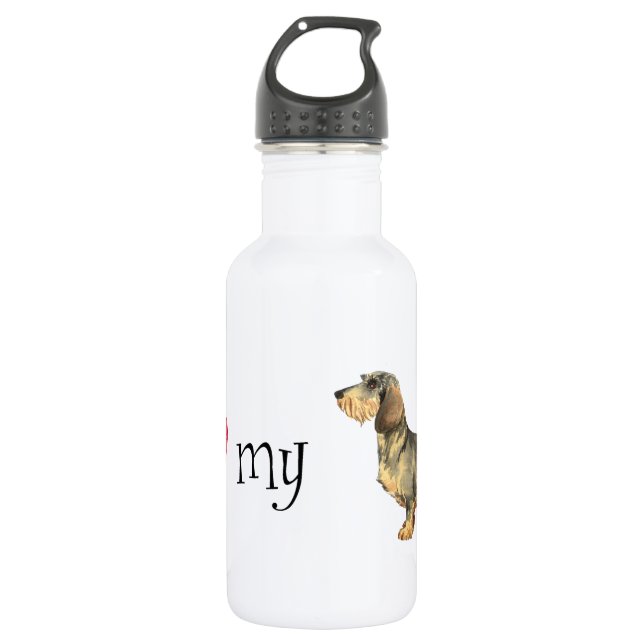 I Love my Wirehaired Dachshund Water Bottle (Front)
