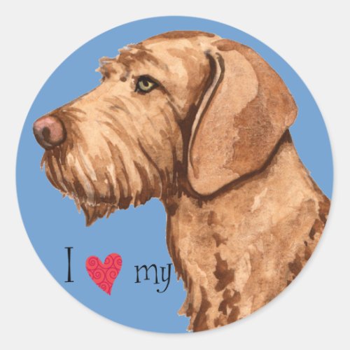 I Love my Wirehaired Vizsla Classic Round Sticker