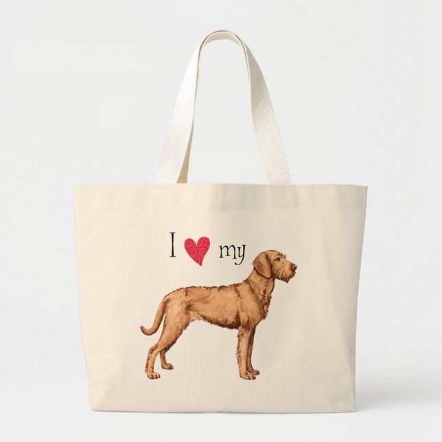 I Love my Wirehaired Vizsla Large Tote Bag (Front)