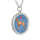 I Love my Wirehaired Vizsla Silver Plated Necklace (Front Left)