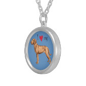 I Love my Wirehaired Vizsla Silver Plated Necklace (Front Right)