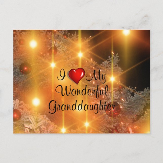I love My Wonderful Granddaughter Holiday Postcard (Front)