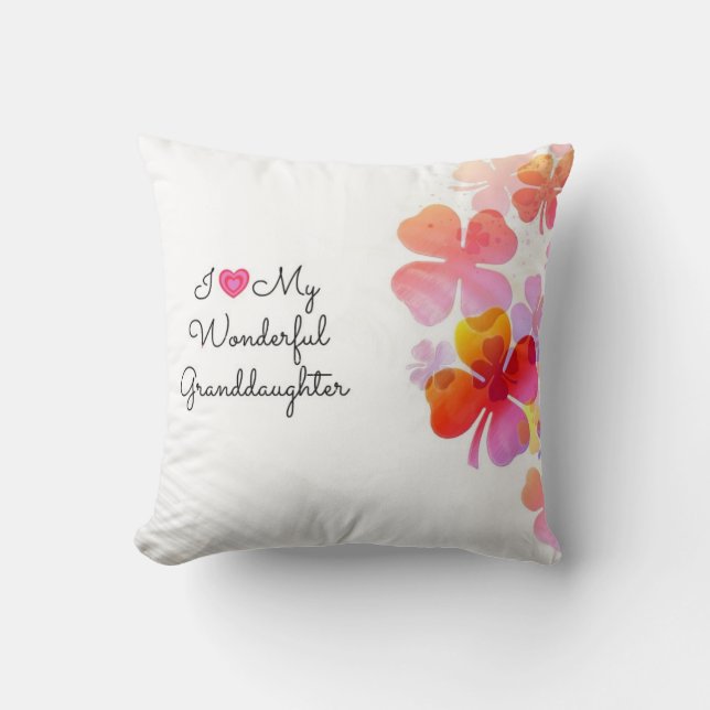 I Love My Wonderful Granddaughter, pastel design Throw Pillow (Front)