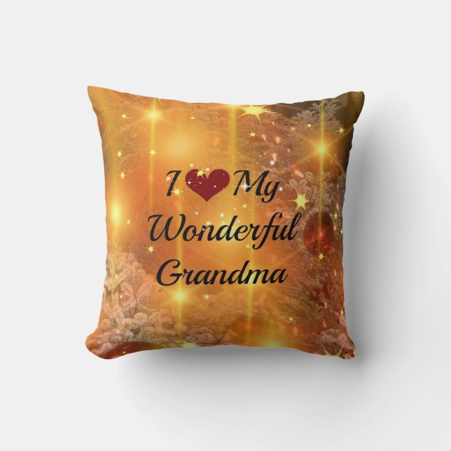 I Love My Wonderful Grandma, Christmas Sparkle Throw Pillow (Front)